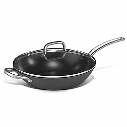Železni WOK - premaz proti sprijemanju s steklenim pokrovom 32 cm