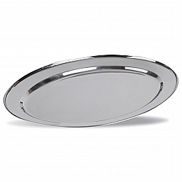 Ovalen inox pladenj z zaobljenim robom, širina 500mm