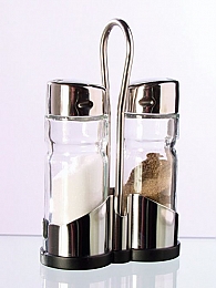 2 delni servirni set za sol in poper iz inoxa, višina 12 cm